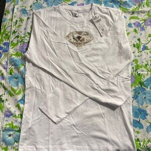 FLAWLESS PRINTED WHITE LONG SLEEVE DIAMOND SHIRT, size M.